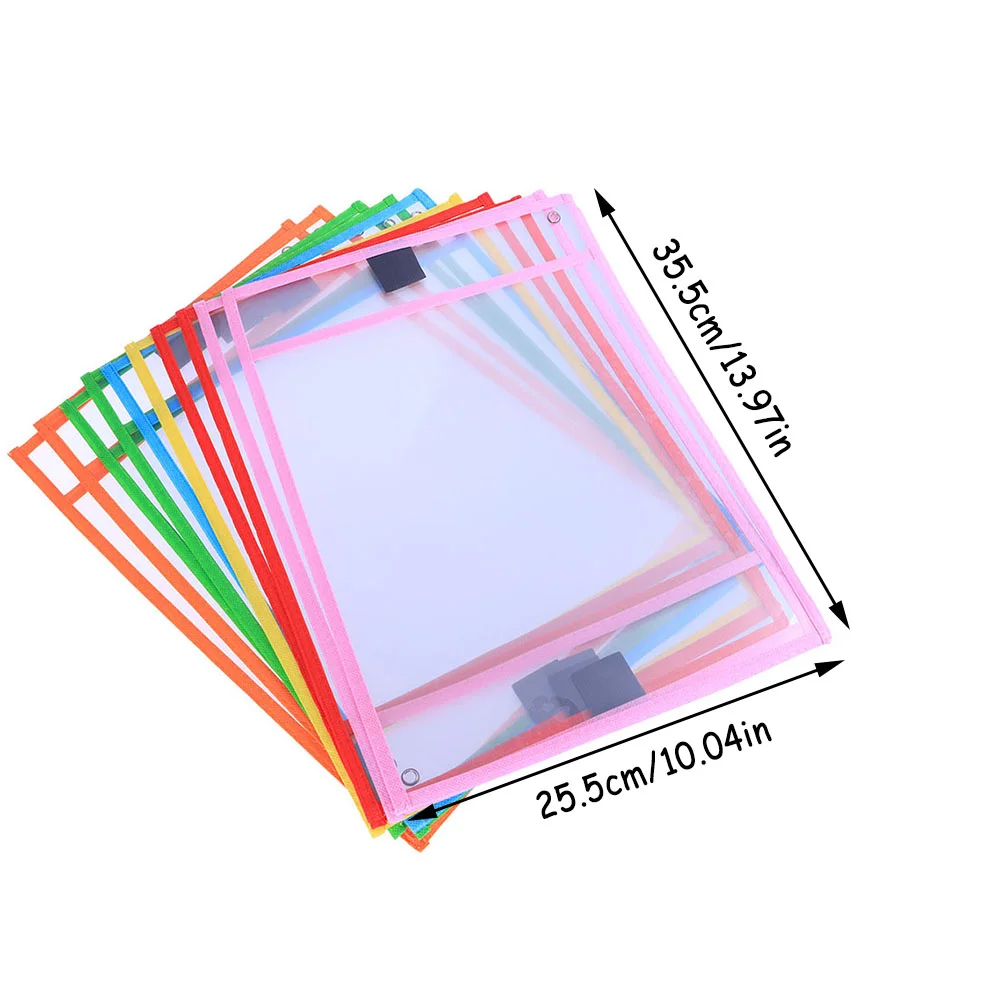 8 Pcs Erasable File Bag Pockets Rewritable Dry Erase Document Pouches Student Stationery Multipurpose Sleeves Office