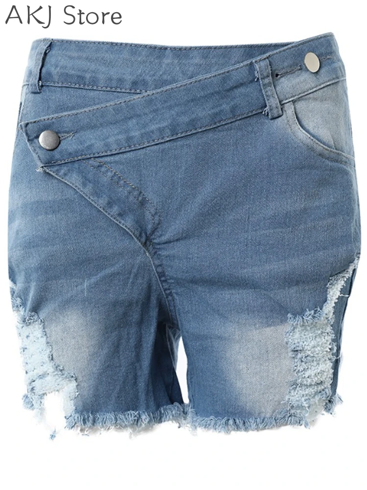 Women Buttoned Pocket Design Denim Shorts