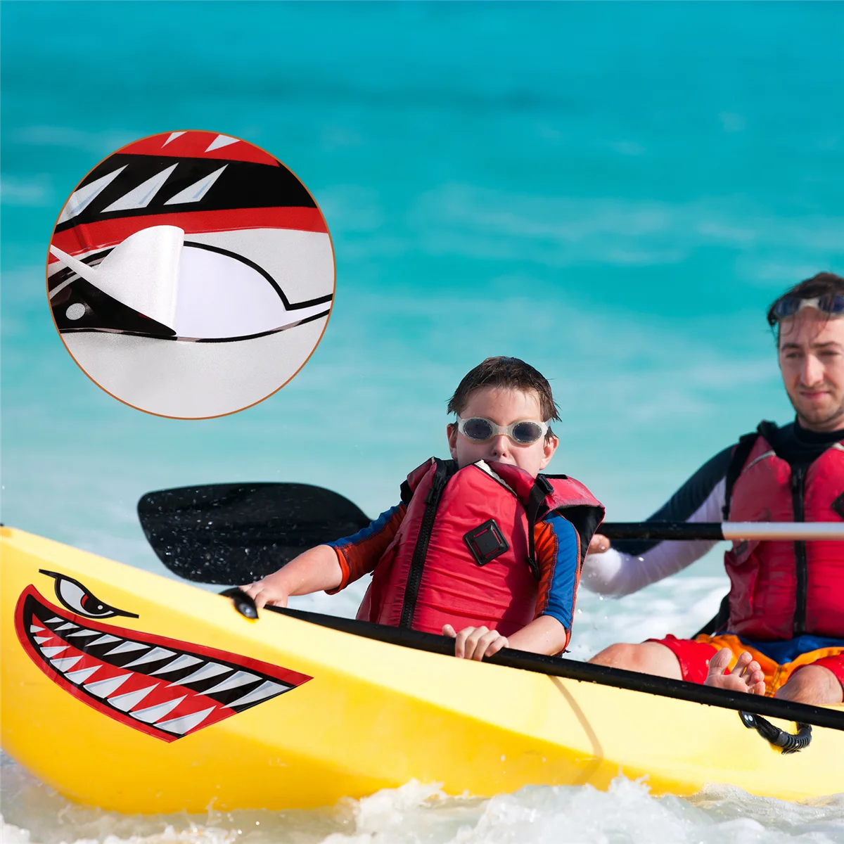 2pcs กันน้ํา Kayak สติกเกอร์ DIY ฟันฉลามปากสติกเกอร์เรือรถบรรทุกอุปกรณ์เสริม