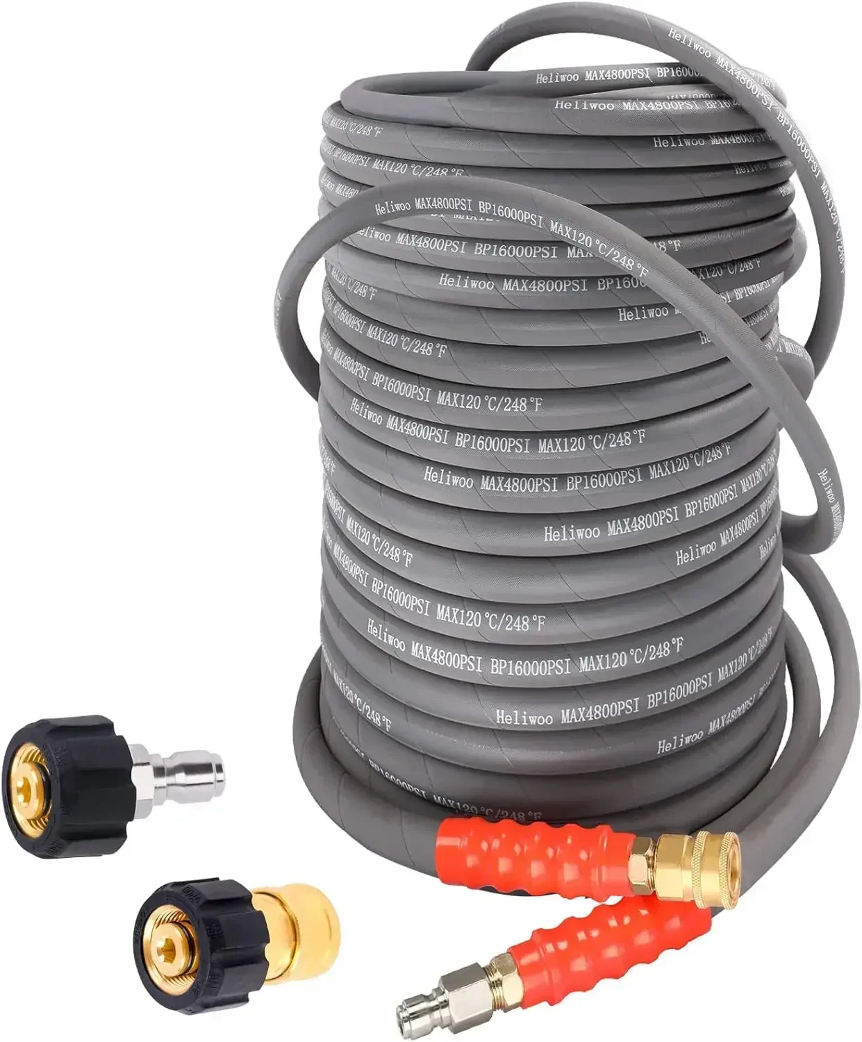 

3/8'' Pressure Washer Hose 100 FT, Hot and Cold Water Power Washer Hose Max 248°F, Commercial Industrial Grade Steel Wire