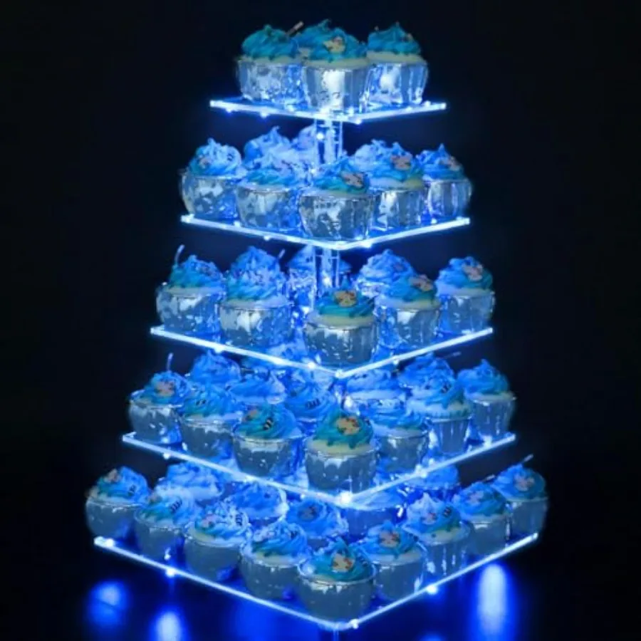 

Cupcake Stand Acrylic Cupcake Tower Display with LED Light Premium Cupcake Holder Dessert Tree Tower for Birthday Cady Bar Part