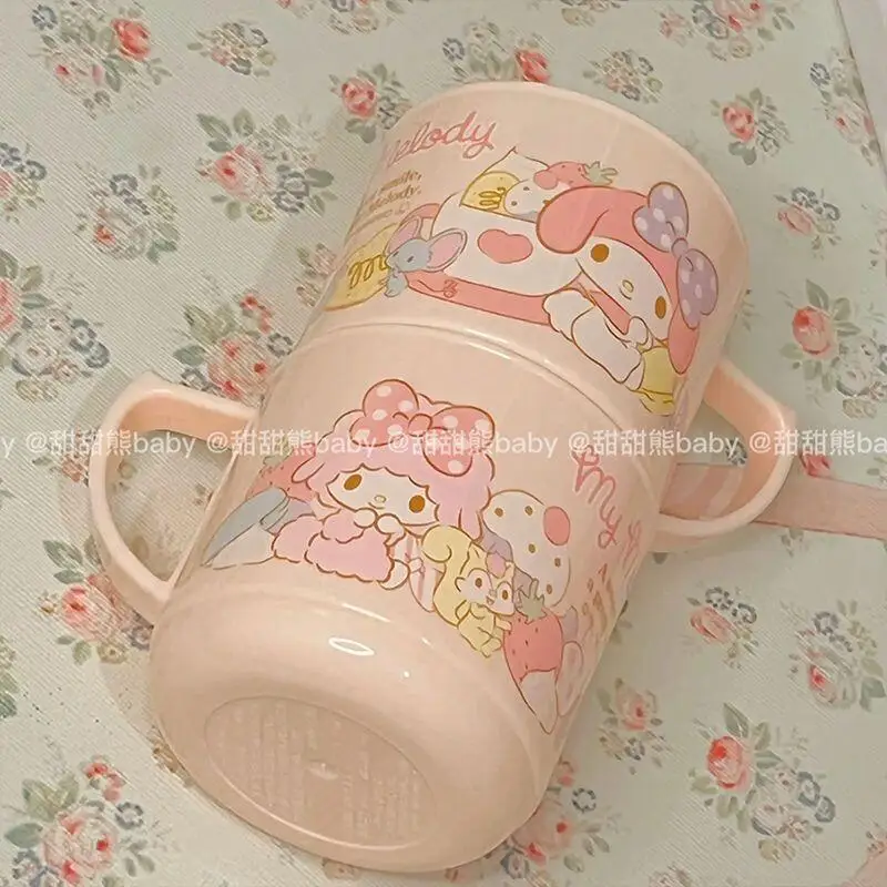 

2Pcs Sanrio Hello Kitty Toothbrush Cup Kawaii Anime Fashion Cartoon Student Dormitory Bathroom Drinking Cup with Ears New Style