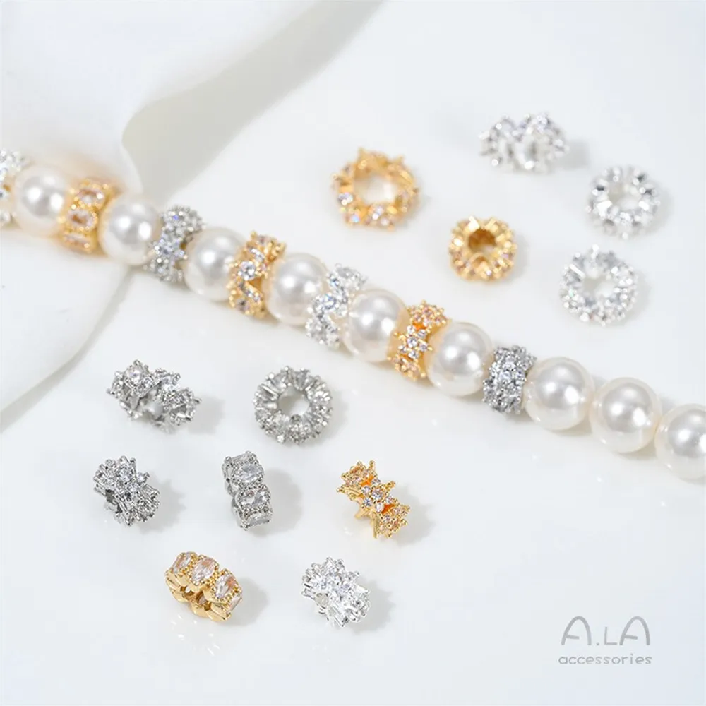 

Micro-inlaid Zircon 14K Gold-wrapped Snowflake Spacer Handmade DIY Bracelet Necklace Handmade String Jewelry Bead Spacer Accesso