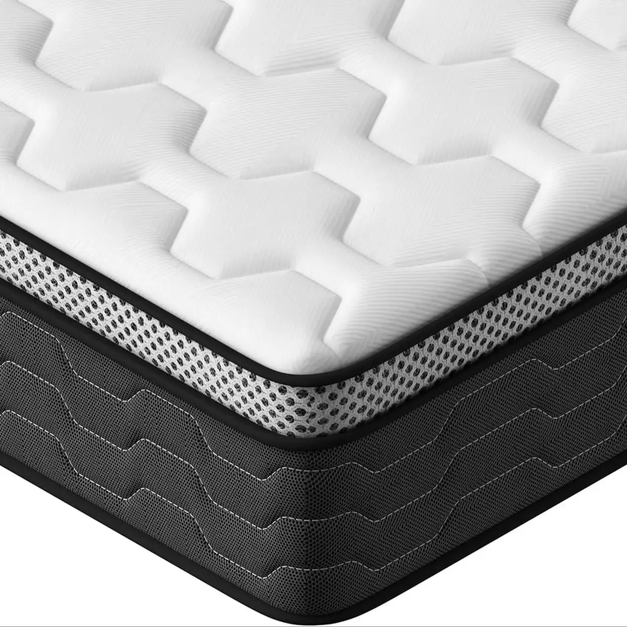 DEWINNER Taschenfederkernmatratze H3 160x200 cm – 27 cm hoch, 7-Zonen orthopädische Unterstützung, mit Memory-Schaum, atmungsaktiv gegen Schweiß, Öko-TEX Standard 100, vakuumverpackt