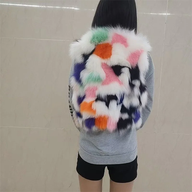 Natural Fox Fur Vest for Women Colorful New Trend Short Waistcoat Autumn