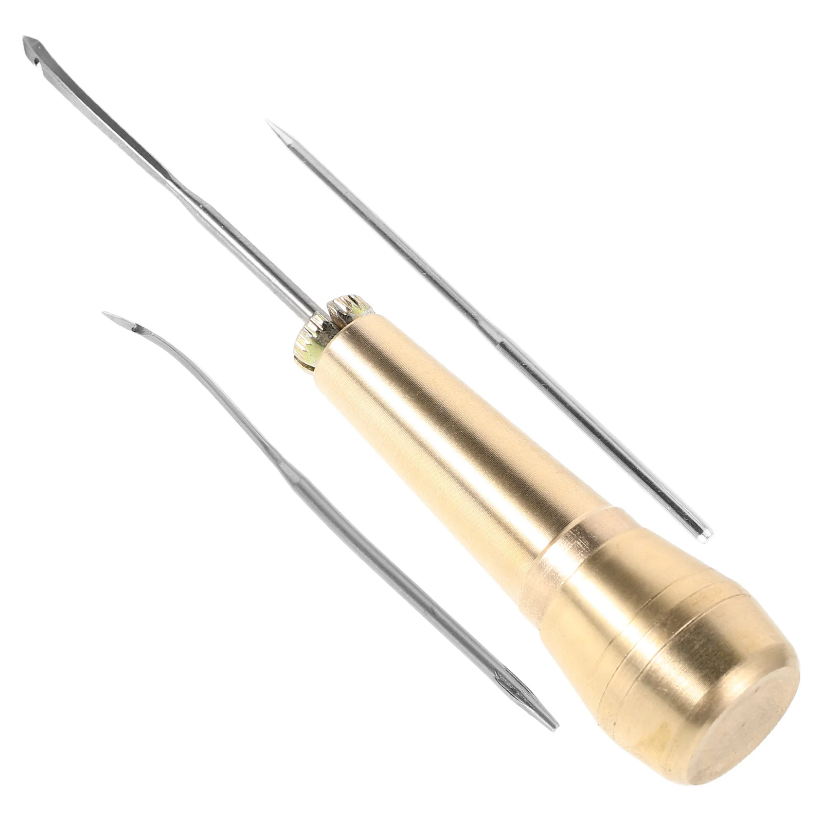 

Copper Handle Shoe Repair Awl Hooked Needle Punch Tool for Holes Stitching Soles Durable Versatile Sewing Kit