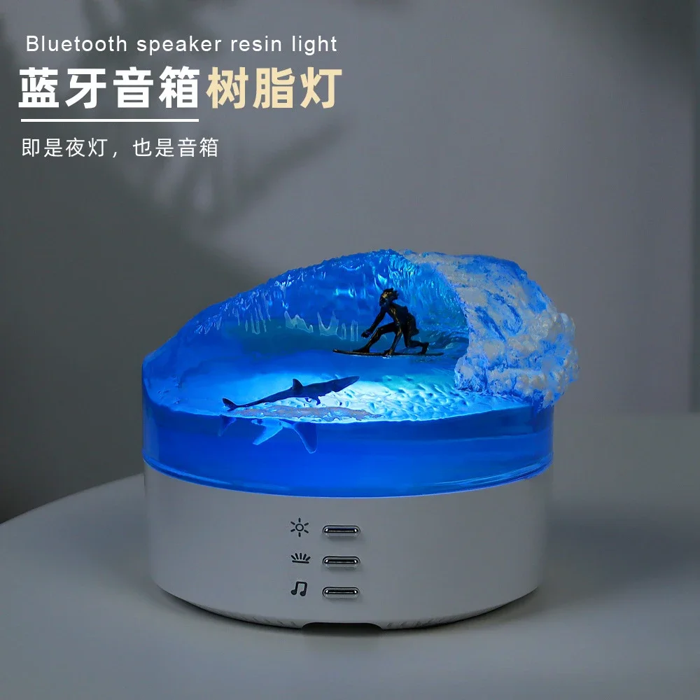 Bluetooth speaker resin night light ocean surfing micro landscape handicraft ornament