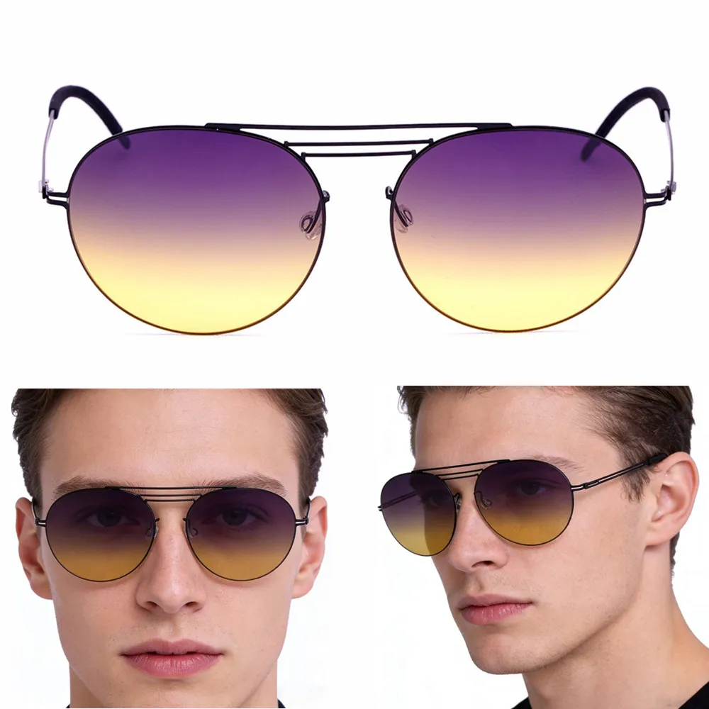 Round Pilot Polarized Sunglasses Screwless Titanium Eyeglasses Men's Fashion UV400 Sun Glasses Women Handmade Designer Eyewear