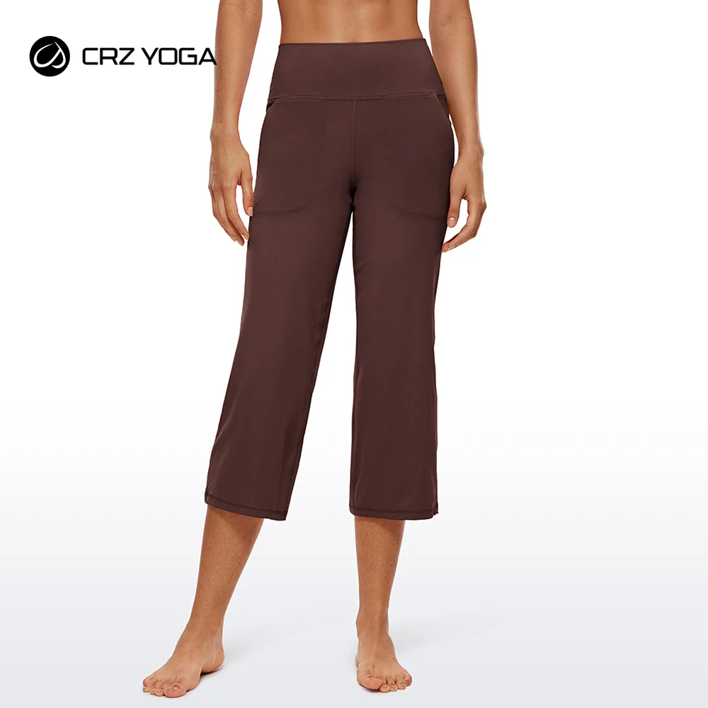 CRZ YOGA Womens Butterluxe High Waist Wide Leg Pants with Pockets 21.5 Inches - Buttery Soft Lounge Gym Workout Yoga Capris