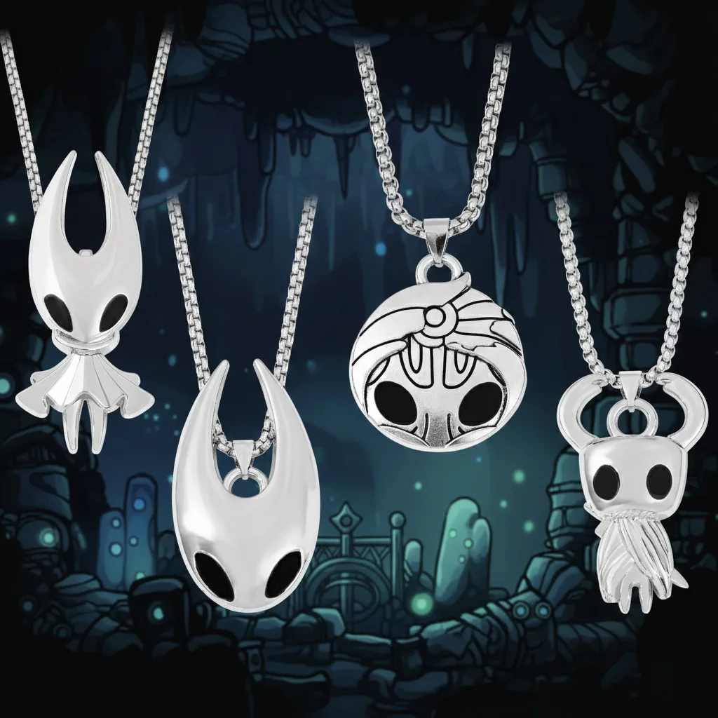 ファッションゲームジュエリーアクセサリー、ホロウナイトをテーマにしたネックレス、人気ゲーム「シルクソング」のヒップホップネックレスアクセサリー
