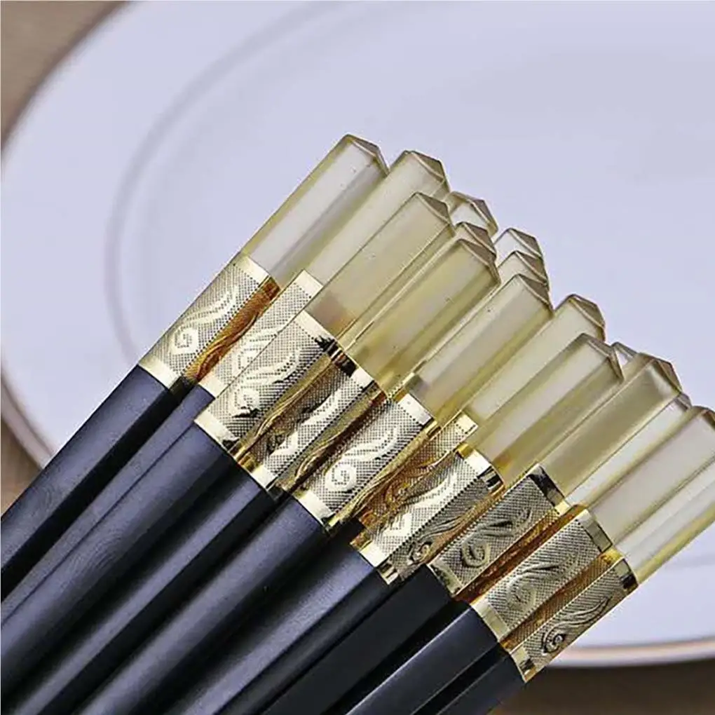 Amber Gold Household Chopsticks Sushi Chopsticks Fiberglass Alloy Chopsticks Reusable Household Tableware