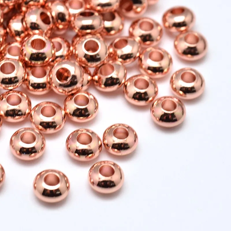 

20PCS Brass Flat Round Spacer Beads Rose Gold 4x2mm Hole: 1.6mm