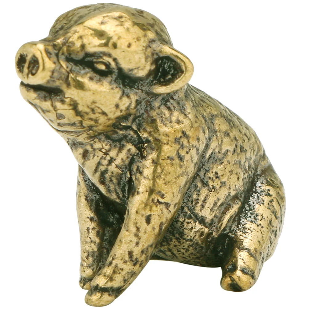 Adorno en forma de cerdo, estatua de cerdo de latón, diseño de escena, decoración de escritorio