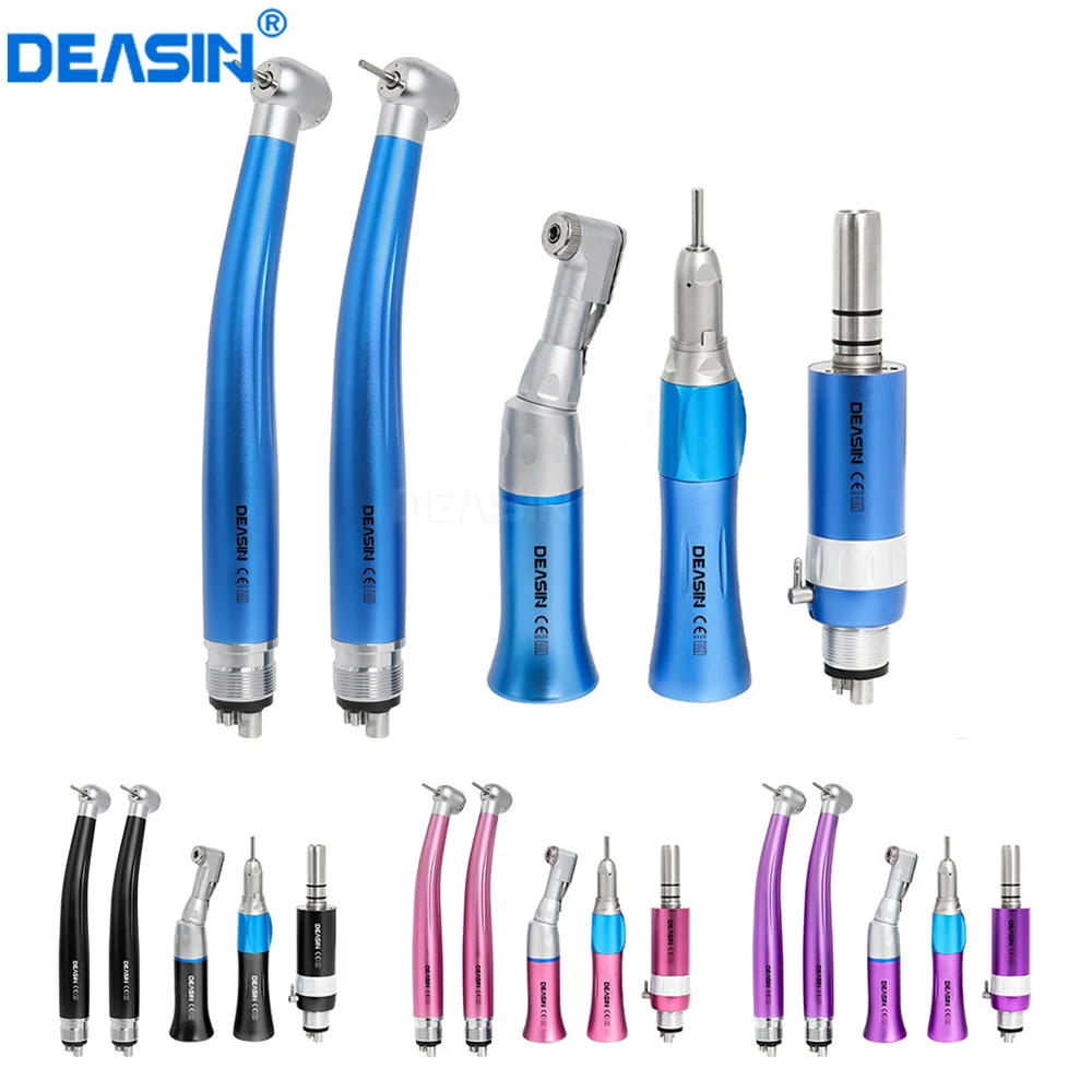 DEASIN Dental High & Low Speed Handpiece Kit 2/4 Holes with Contra Angle Straight E-type Air Motor  Handpiece