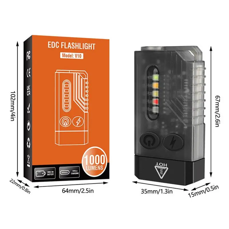 Pocket Led Flashlight 1000Lm Beeping Sound Outdoor Light Keyring Torch Multifunctional Ultra Bright Waterproof Handheld Pocket