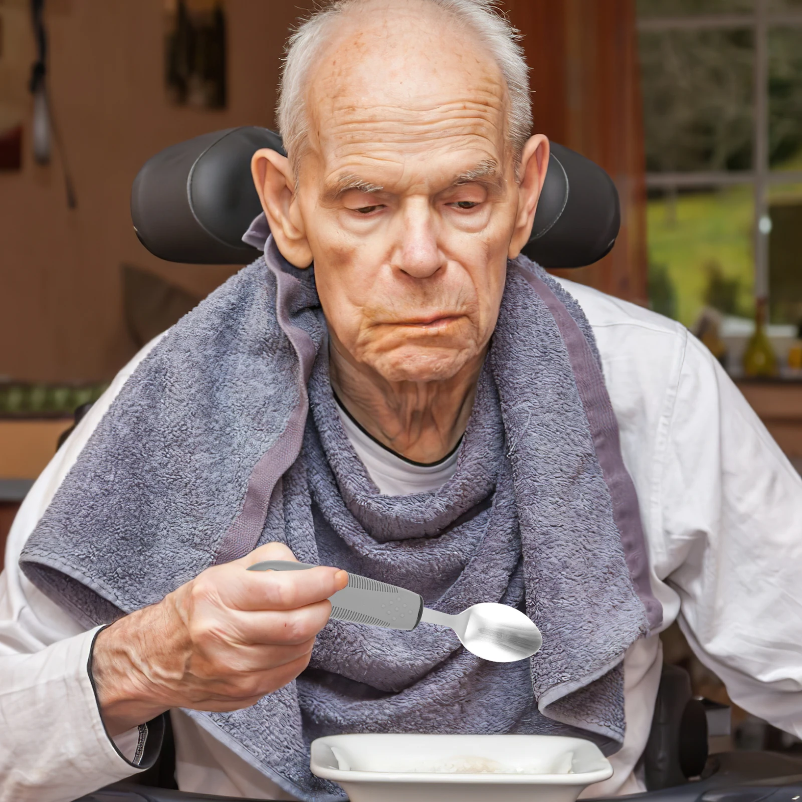 

1 set Adaptive Utensils Kit for Arthritis Hand Wider Handles Raised Texture Non-weighted Silverware Senior