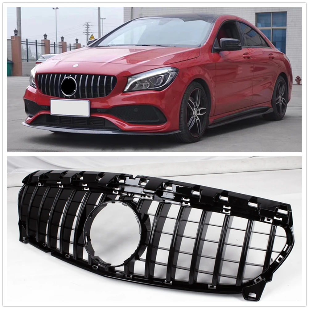 

Front Grille For Mercedes Benz CLA Class W117 2017-2019 CLA200 CLA250 GT Style Black/Silver Upper Bumper Hood Mesh Grill Grid