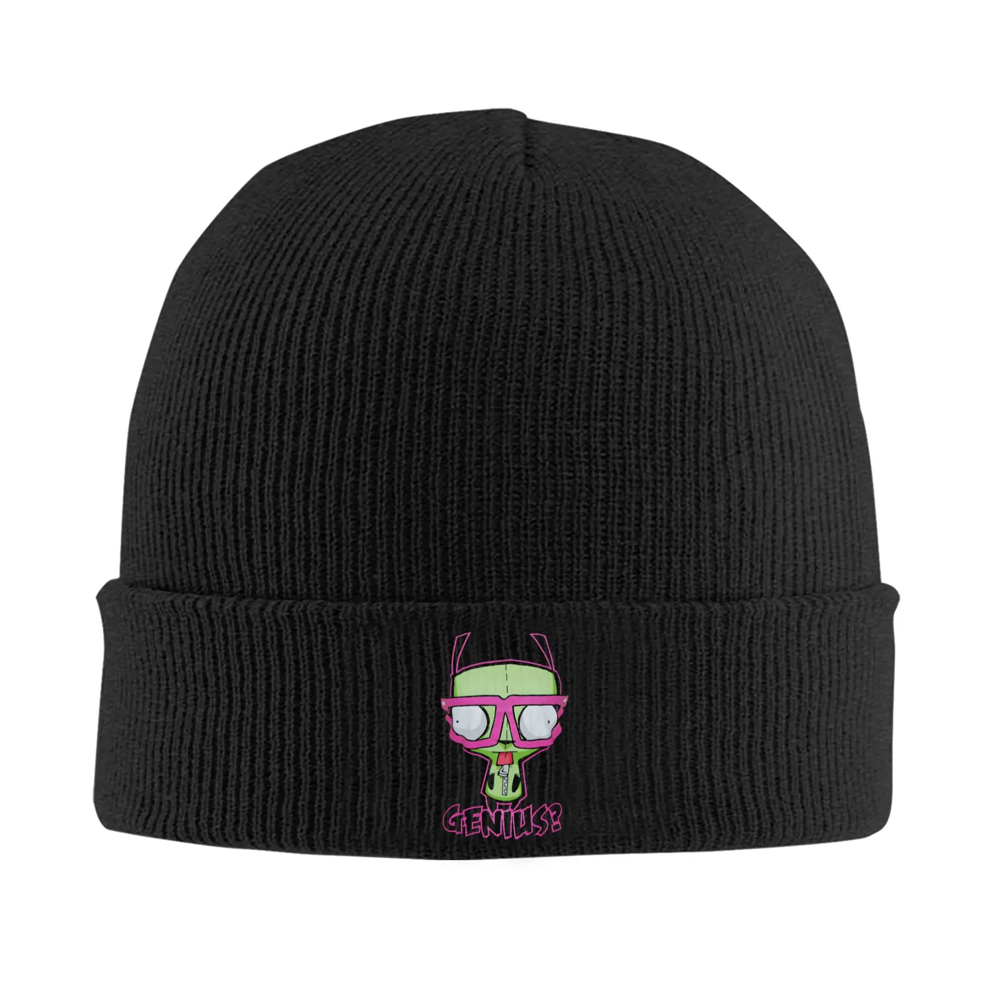 Kawaii Invader Zim Knitted Caps for Women Men Beanies Winter Hat Acrylic  Hip Hop Cap