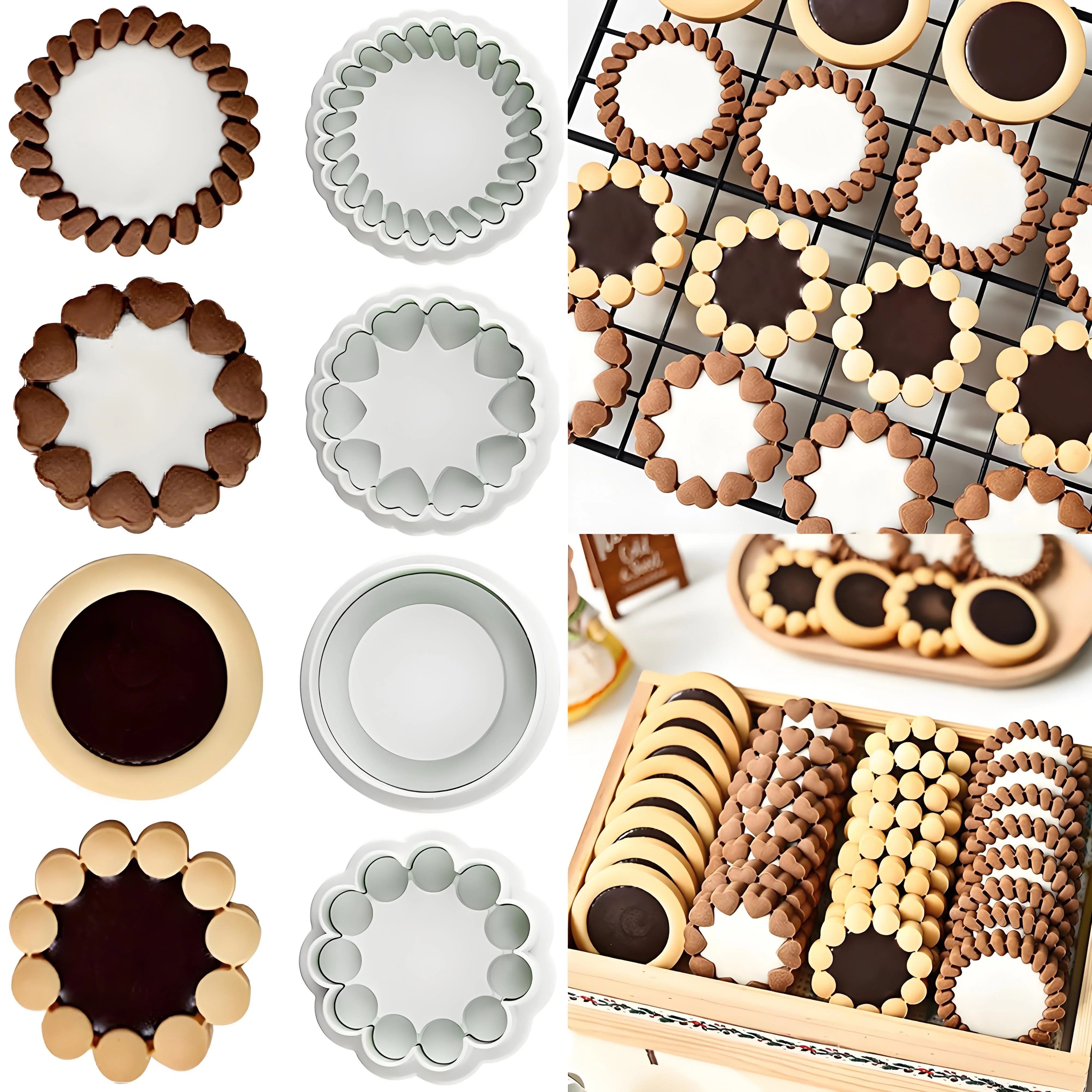

3D Floral Cookie Cutter Set | Bakery-Style Sandwich & Jam Cookie Molds | Easy-Release Plunger Stamps for Professional Baking