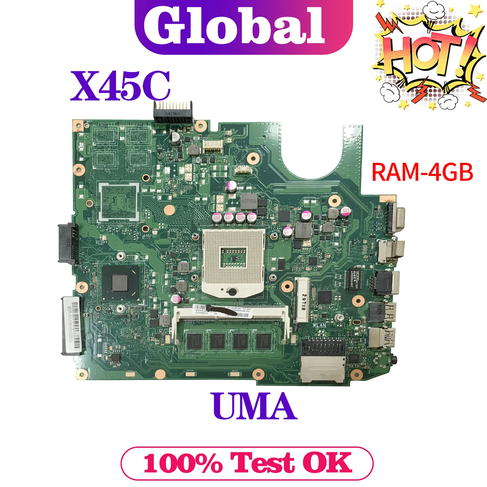 EllFU X45VD Carte Mère Pour ASUS X45C F45VD F45C Ordinateur Portable Carte Mère I3-2370M Soutien i3 i5 2GB/4GB-RAM UMA/GT610M