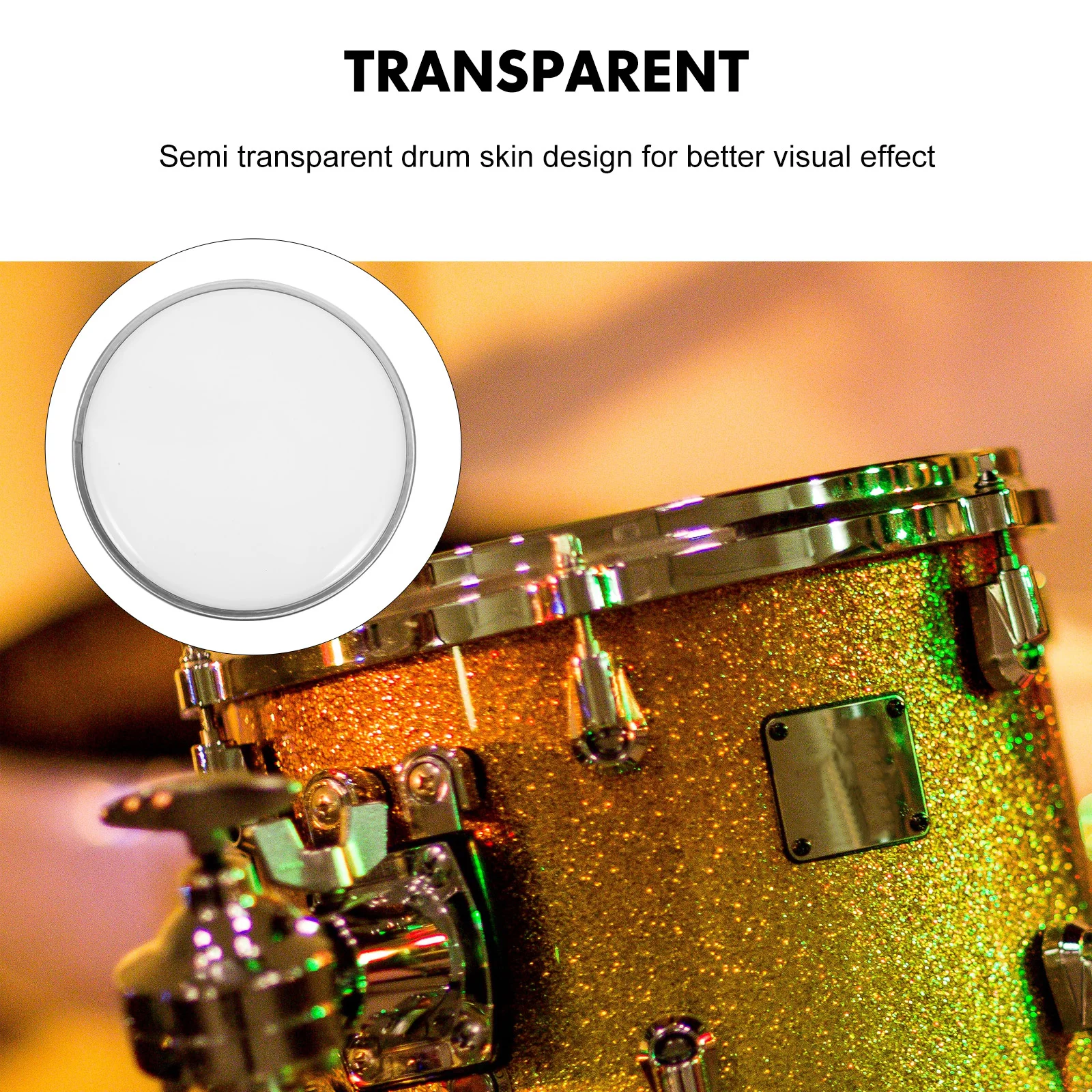 Drum Kit Cover Drumhead Skin Mute Mesh Transparent Replacement Accessories for Practice Pad Translucent