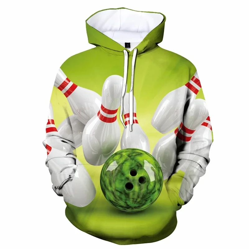 3D Printed Bowling Hoodies For Men Clothiong Casual Ball Sports Graphic Sweatshirts Streetwear Women Pullovers Kid Tracksuit Top