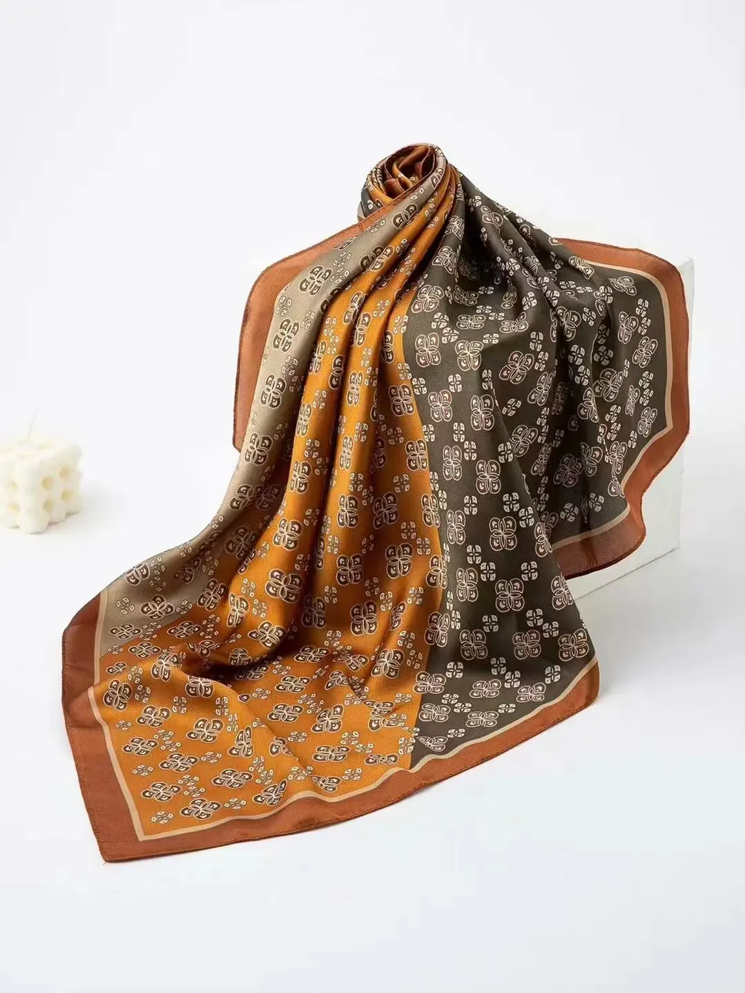 Square imitation silk scarf scarf for women multi-functional multi-floral silk texture scarf