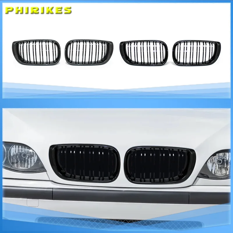 

Car Front Kidney Grill Gloss Black Double Slat Hood Grille Racing Grills for BMW 3 Series E46 4 Door 2002-2005 Car Replacement