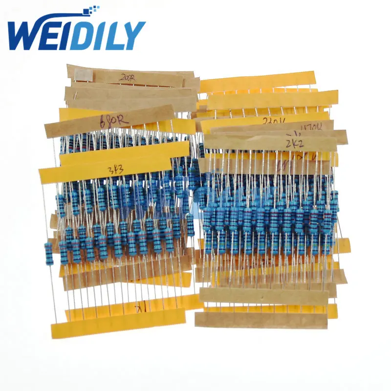 300PCS 1/2W 1 Pack 10 -1M Ohm Resistance 0.5W 1% Metal Film Resistor Resistance Assortment Kit Set 30 Kinds Each 10pcs