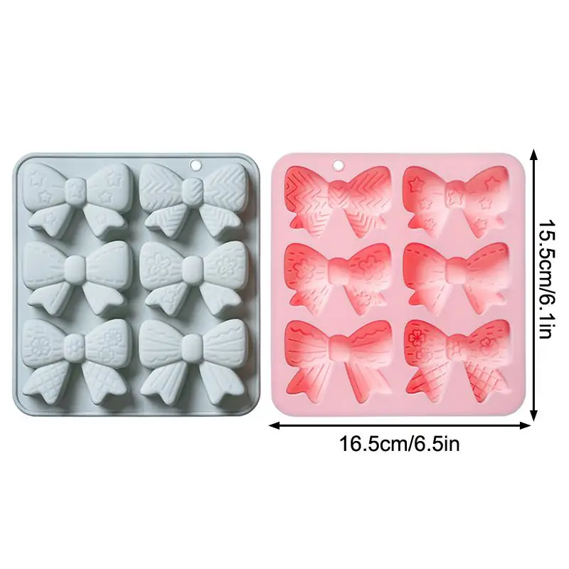 6 Cavities Bowknot Silicone Mold Mini Bow Chocolate Candy Mold DIY Cupcake Topper Cake Decorating Baking Pastry Tool