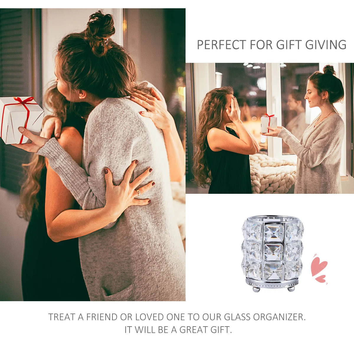 

1Pcs Retro Crystal Makeup Brush Holder Transparent Organizer Case Clear Makeup Brush Storage Box Container