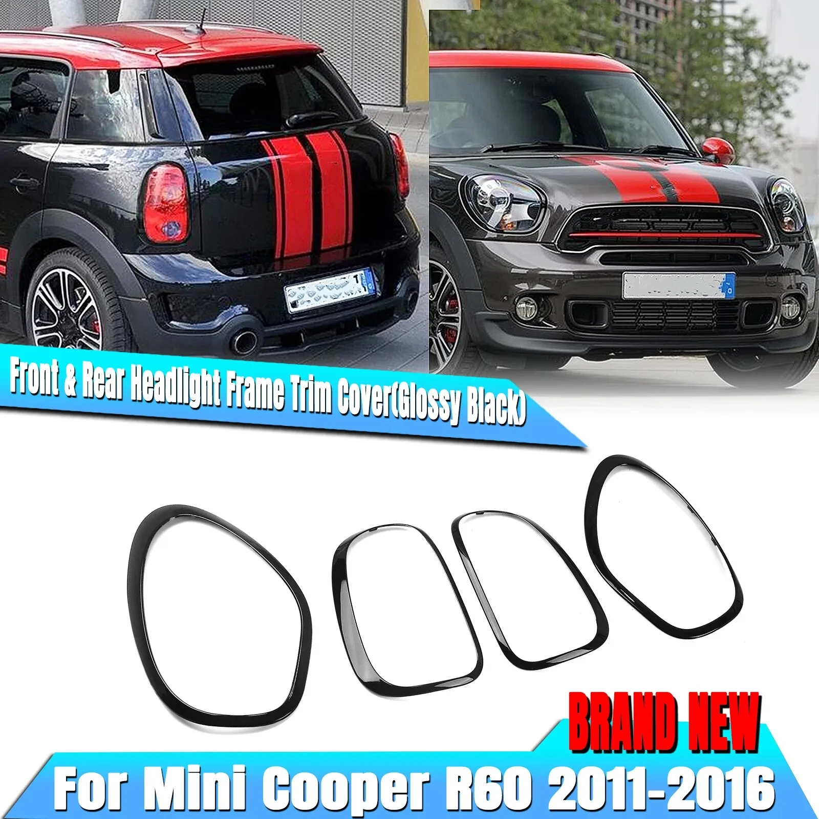 

Gloss Black Car Headlight Taillight Frame Trim Ring Bezel Trim Surround Cover Fit For Mini Cooper R60 Countryman 2011-2016