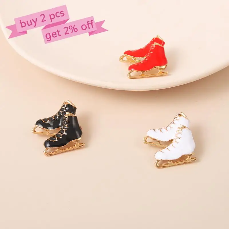 Skates Enamel Pins Custom Black White Red Ice Skating Shoes Brooches Lapel Badges Sports Jewelry Gift for Kids Friends