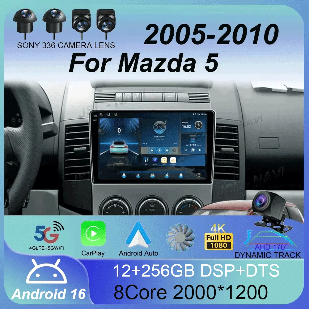 

Android 16 2 Din For Mazda 5 2005-2010 Car Radio Multimedia Video Player Stereo Navigation Carplay Auto Speakers Head Unit Audio