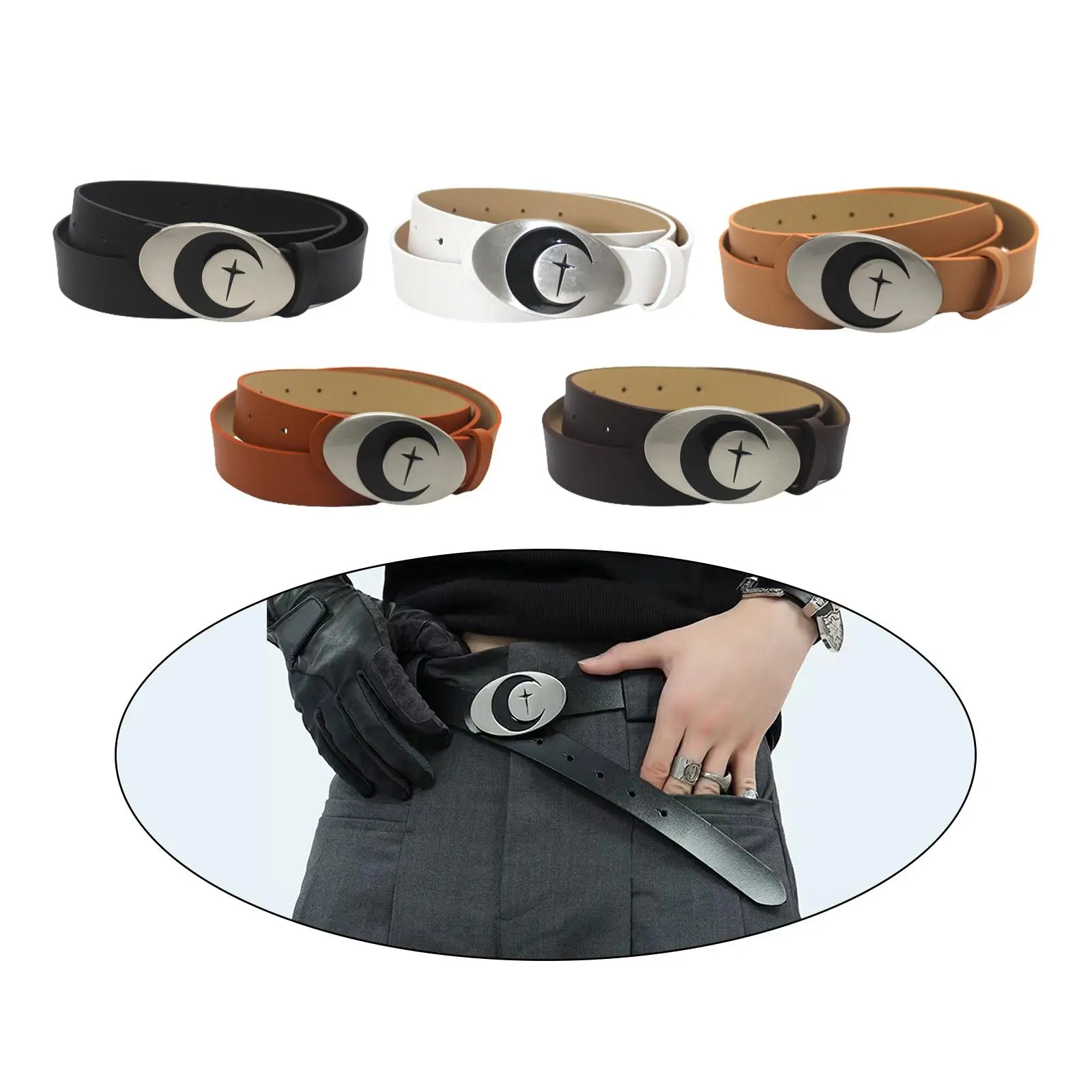 Adjustable Waist Belt Waistband Punk Metal Buckle Good Match for Blouse, Dress,