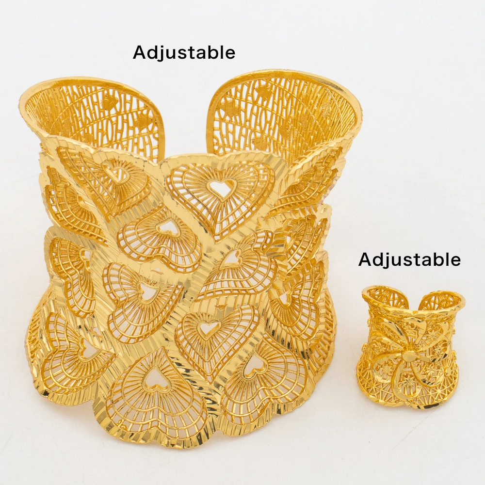 YM Afrikanische Manschette Armreifen mit Ringen Hochzeit Bankett Geschenke Frauen Charme verstellbare Ringe vergoldet Armreif Luxus Schmuck Zubehör 8