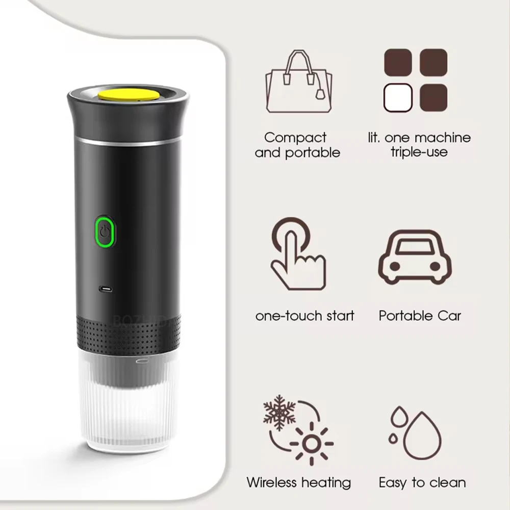 Portable 3-in-1 Mini Coffee Maker USB/Battery/Electric Powered for Outdoor Use Espresso Capsule Coffee Machine