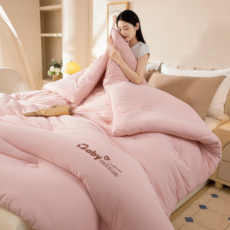 

2025 new autumn and winter knitted cotton skin quilt can be used in all seasons, winter quilt thickened warm quilt core