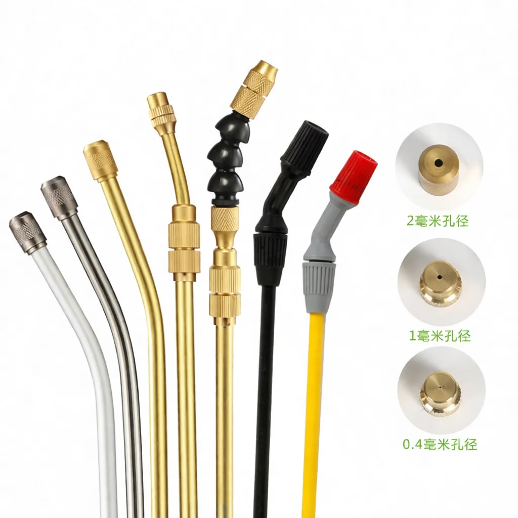 Copper Telescopic Extension Spray Wand With Universal Nozzle Accessory For Manual Pressure Garden Sprayer Irrigation Tool