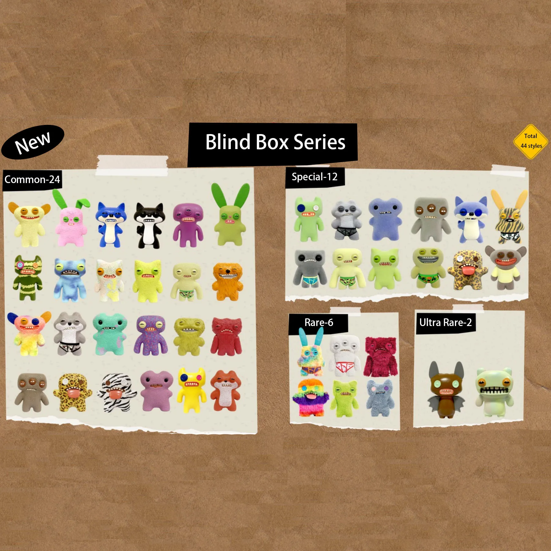 1 szt. Figurka Fuggler Brelok Blind Box 6,5-8 cm Brzydki Potwór Ząb Squidge Szeroko Otwarte Oczy Dziwak Zniespokojony Kolekcja Obcych Model Zabawka