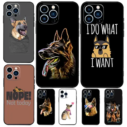 German Shepherd Dog Cartoon Case For iPhone 17 Pro Max 14 13 12 11 15 16 Pro Max mini 15 Plus 16e 17 Air Phone Cover