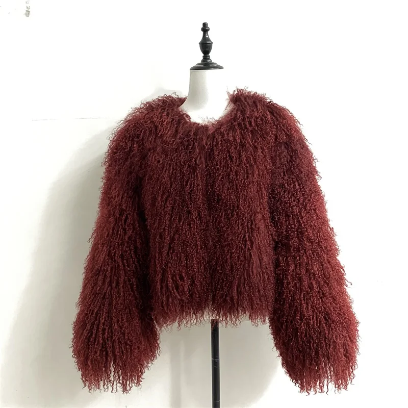 2024 New Winter Autumn Fashion Real Fur Jacket Women Genuine Mongolia Sheep Fur Coat