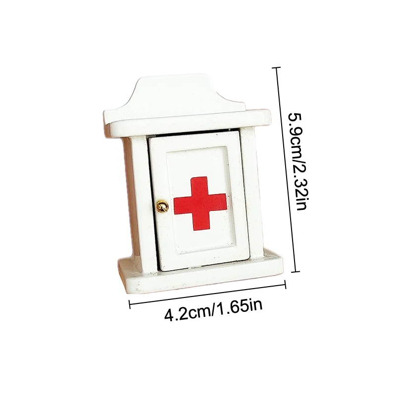 Mini caja de medicinas de madera para casa de muñecas, modelo de decoración para casa de muñecas, caja de almacenamiento para el hogar, muebles de juguete, juguete para juego de imitación, 1/12