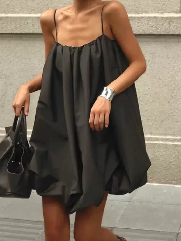 Vestido Camisero Holgado Negro Elegante Estilo