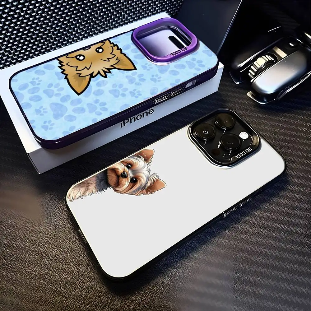 

Pet Cute Dog Yorkshire Terrier Phone Case For iPhone 16,15,14,13,12,11,Mini,Pro,MAX Black Matte Shockproof Cover
