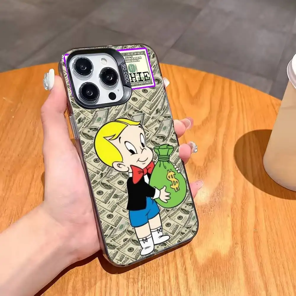 Money Boy R-Richie r-rich-RR Phone Case For iPhone 17,16,15,14,13,12,11 Plus,Pro Max,XS,Colored Silver Plated Inside Cover