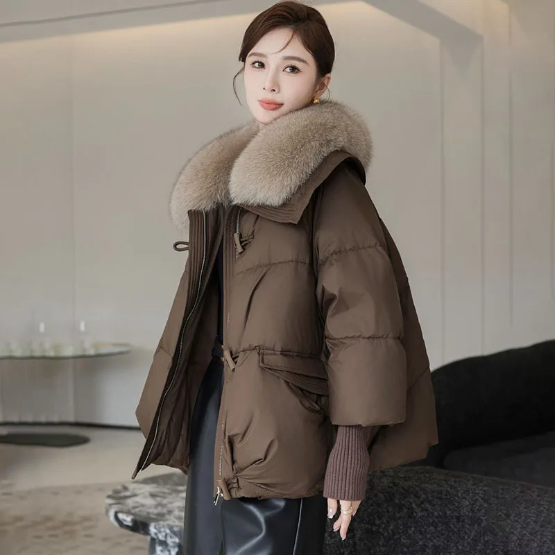 2024 Winter New Down Cotton-Padded Jacket Women\'s Short Overcoat Korean Loose Thicke Warm Parka Big Wool Collar Cotton Coat