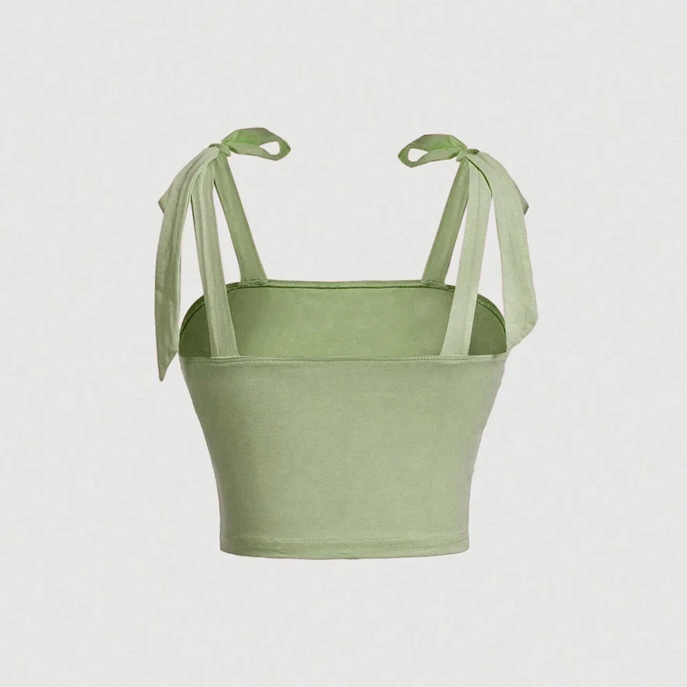 CPSYMYM Tanques Primavera Verão Hotsweet Coreano Bowknot Sem Mangas Pescoço Quadrado Namoro Tanques Para Mulheres