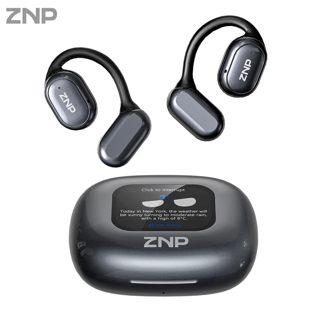 

ZNP Ai Translation Wireless Bluetooth Earphones Full HD LCD Display Headphones Smart Noise Reduction Portable For Office Study