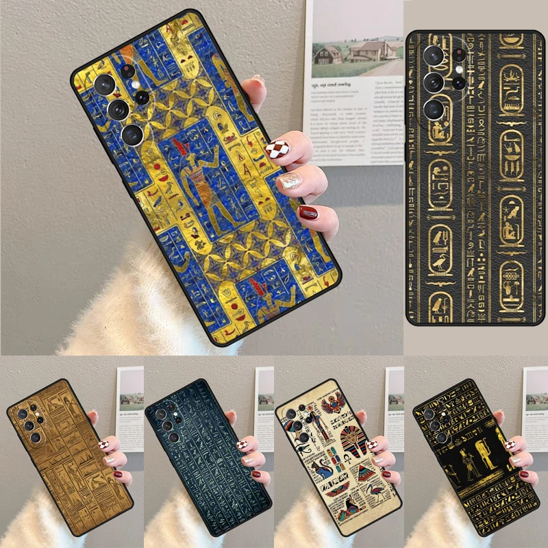 Antike ägyptische Hieroglyphen-Handyhülle für Samsung Galaxy Note 10 Pro S26 Ultra S23 S24 FE S25 S21 S22 PLUS stoßfeste Hülle